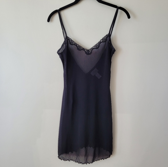 La SENZA Other - La Senza Black Sheer Mesh and Lace Trimmed Chemise  Size S